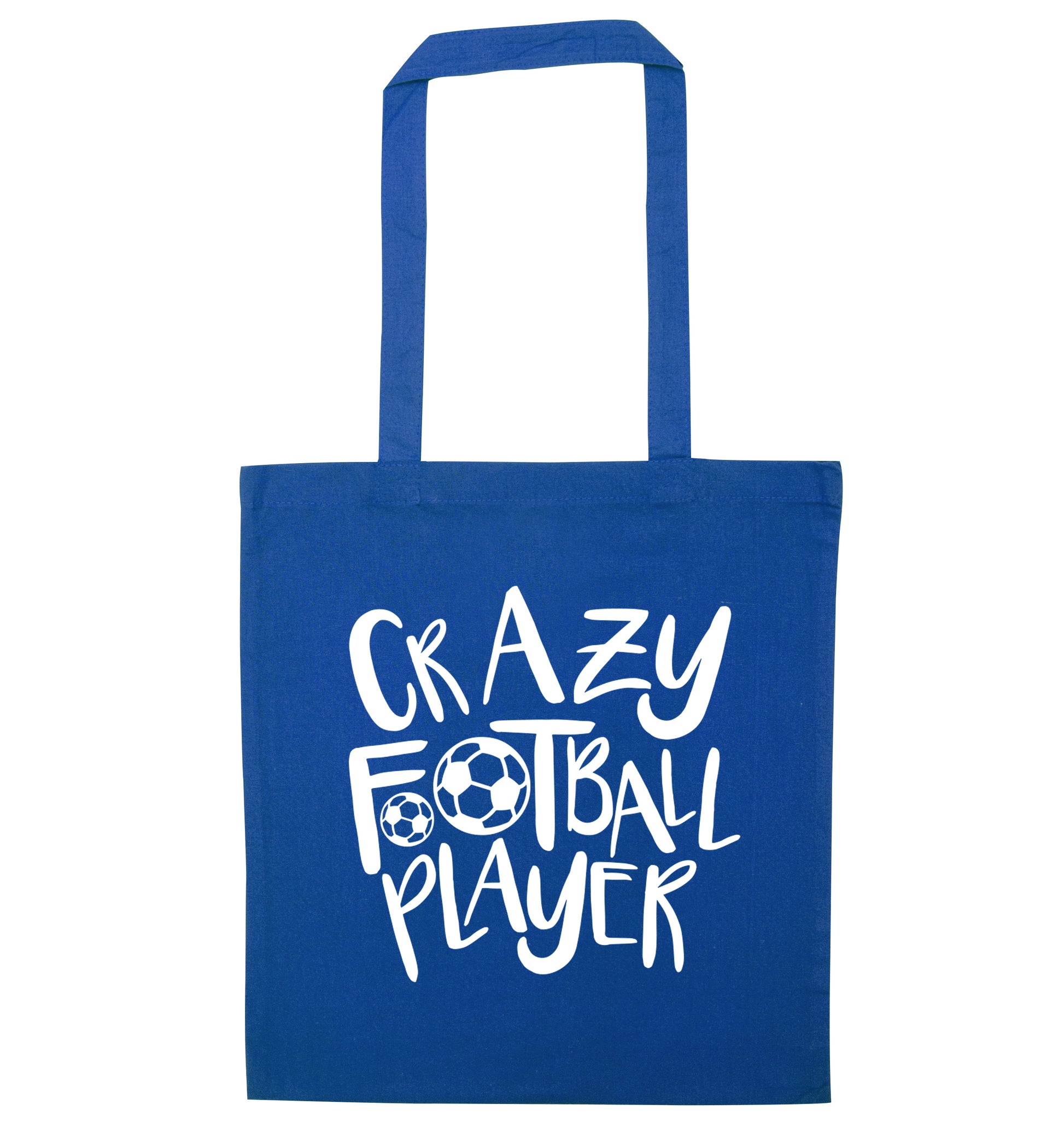 Crazy football player blue tote bag