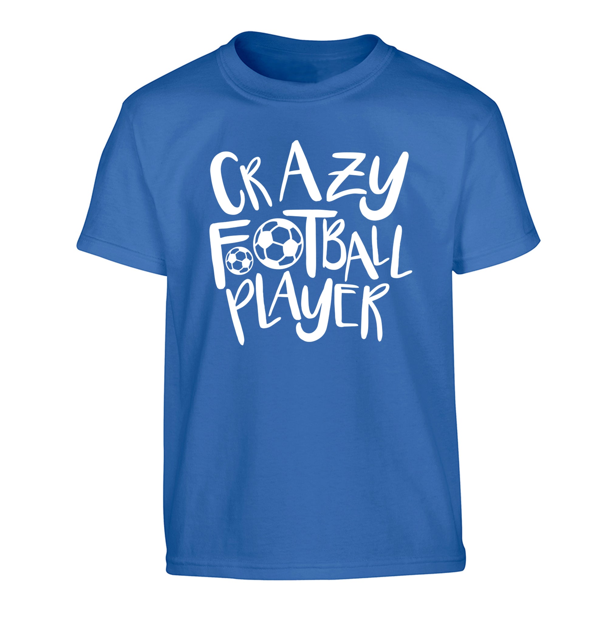 Crazy football player Children's blue Tshirt 12-14 Years
