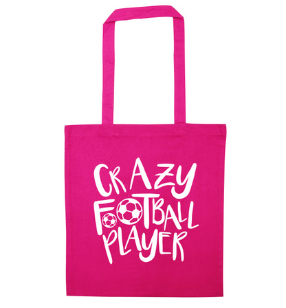 Crazy football player pink tote bag