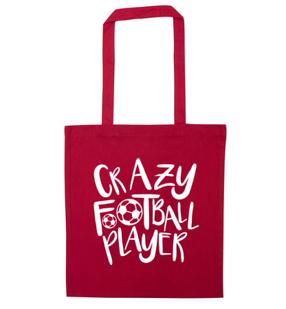 Crazy football player red tote bag