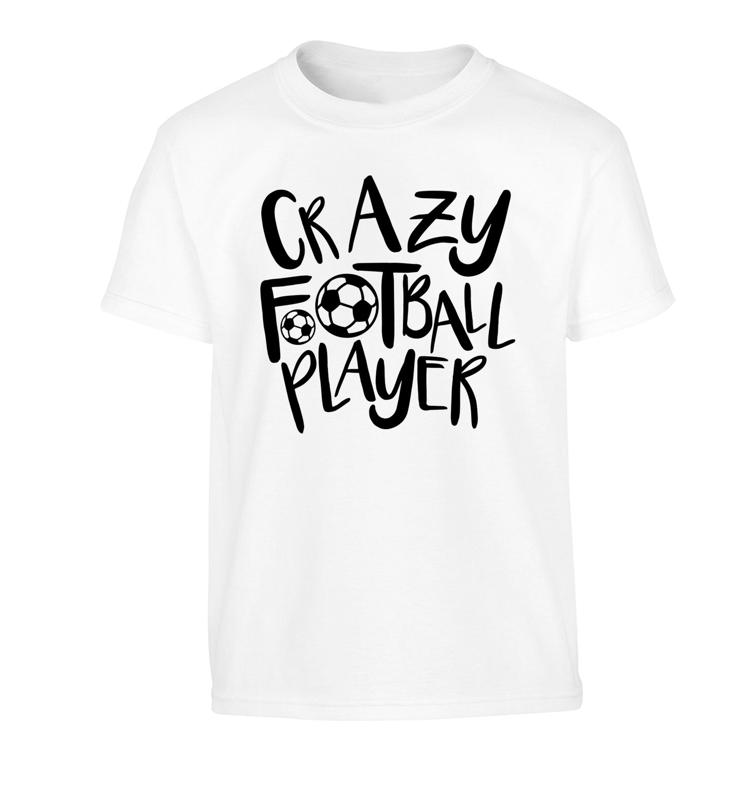 Crazy football player Children's white Tshirt 12-14 Years