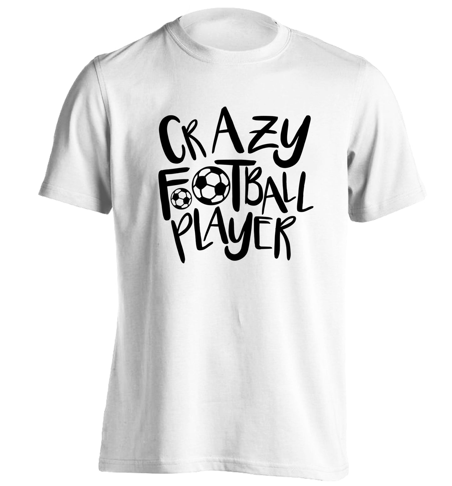 Crazy football player adults unisexwhite Tshirt 2XL