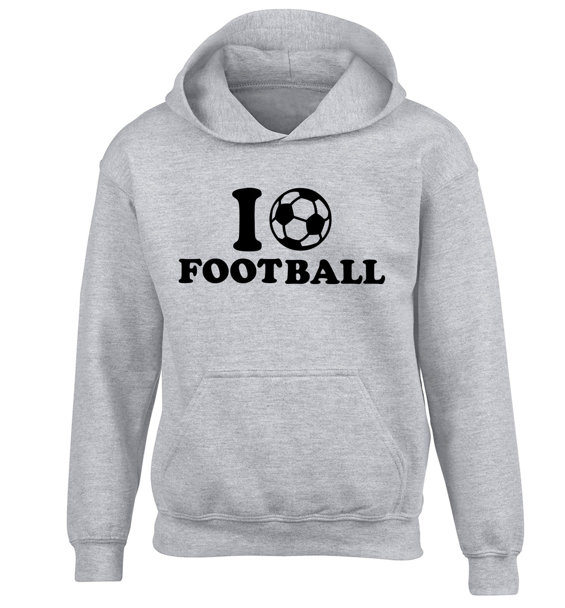I love football children's grey hoodie 12-14 Years