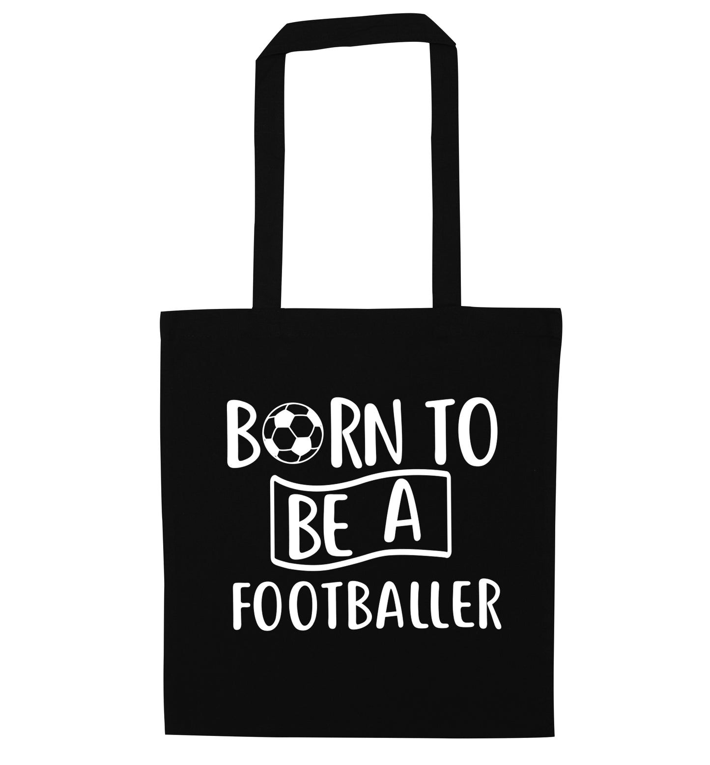 Born to be a footballer black tote bag