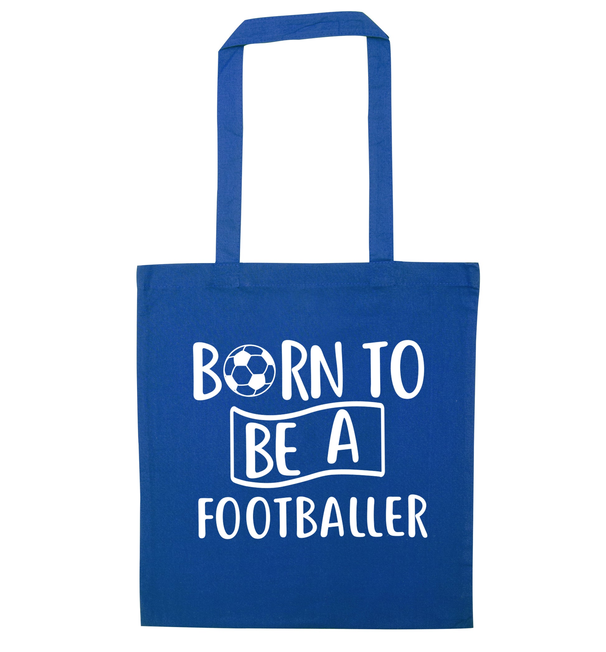 Born to be a footballer blue tote bag