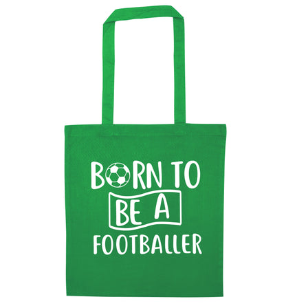 Born to be a footballer green tote bag