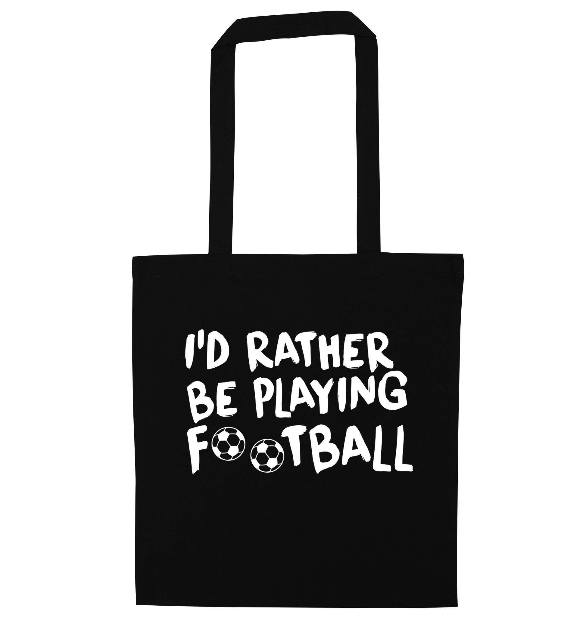 I'd rather be playing football black tote bag