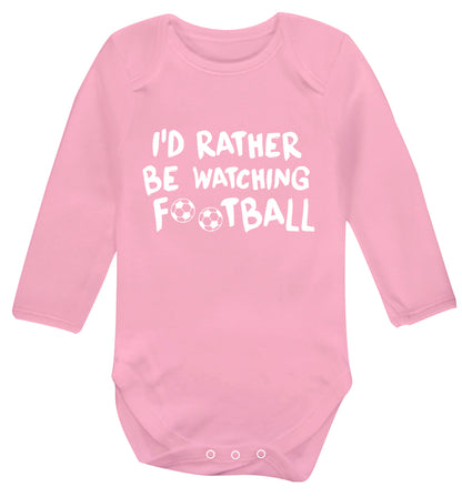 I'd rather be watching football Baby Vest long sleeved pale pink 6-12 months