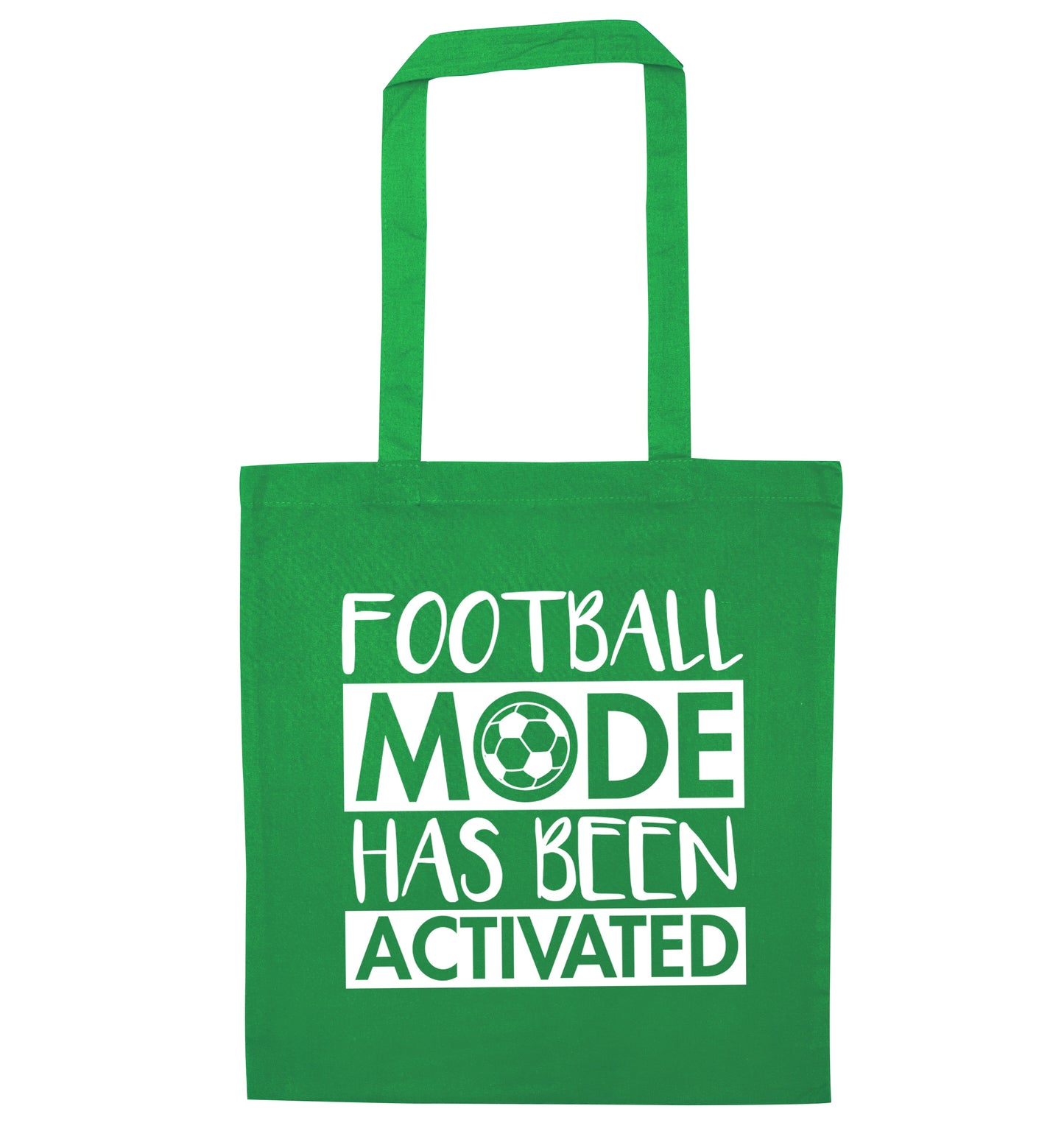 Football mode has been activated green tote bag