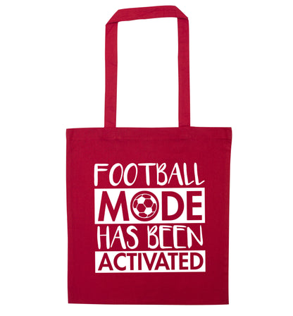 Football mode has been activated red tote bag
