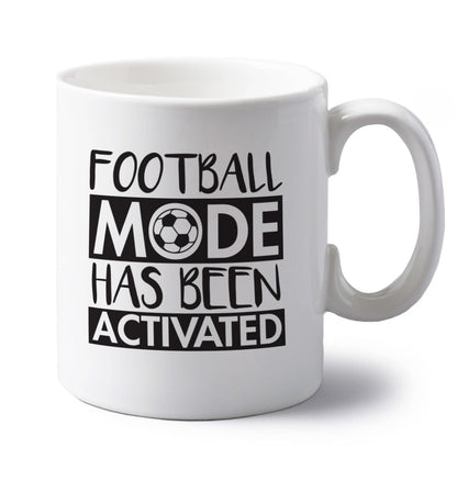 Football mode has been activated left handed white ceramic mug 