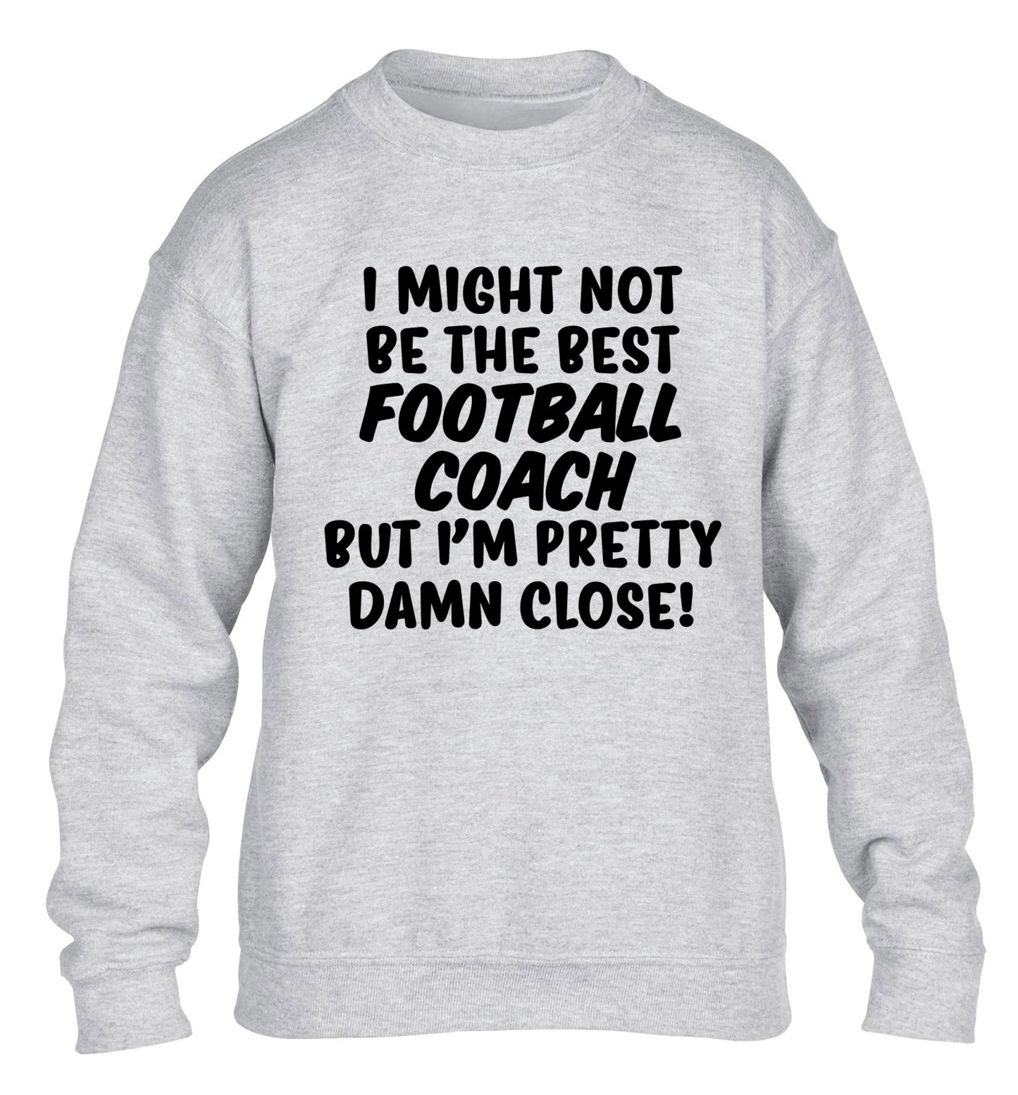 I might not be the best football coach but I'm pretty close! children's grey sweater 12-14 Years