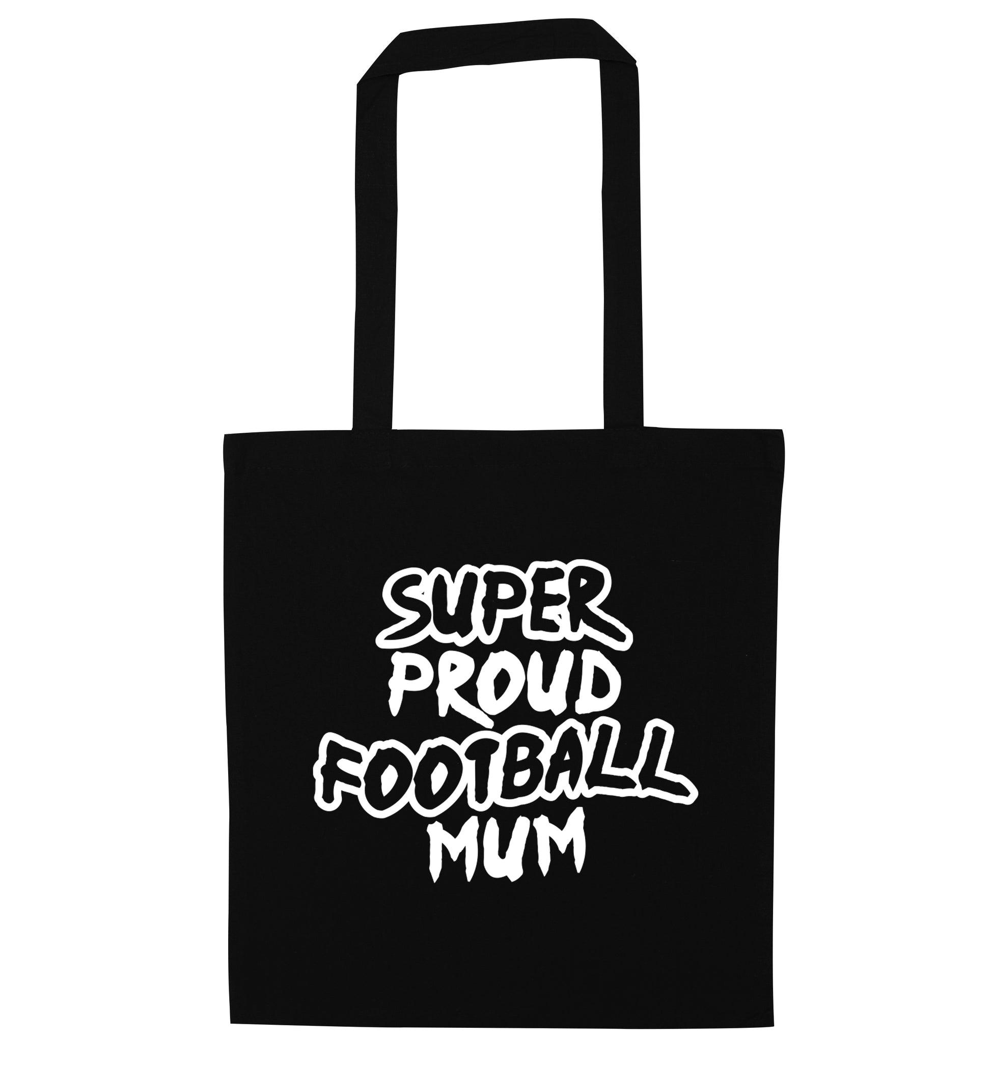 Super proud football mum black tote bag