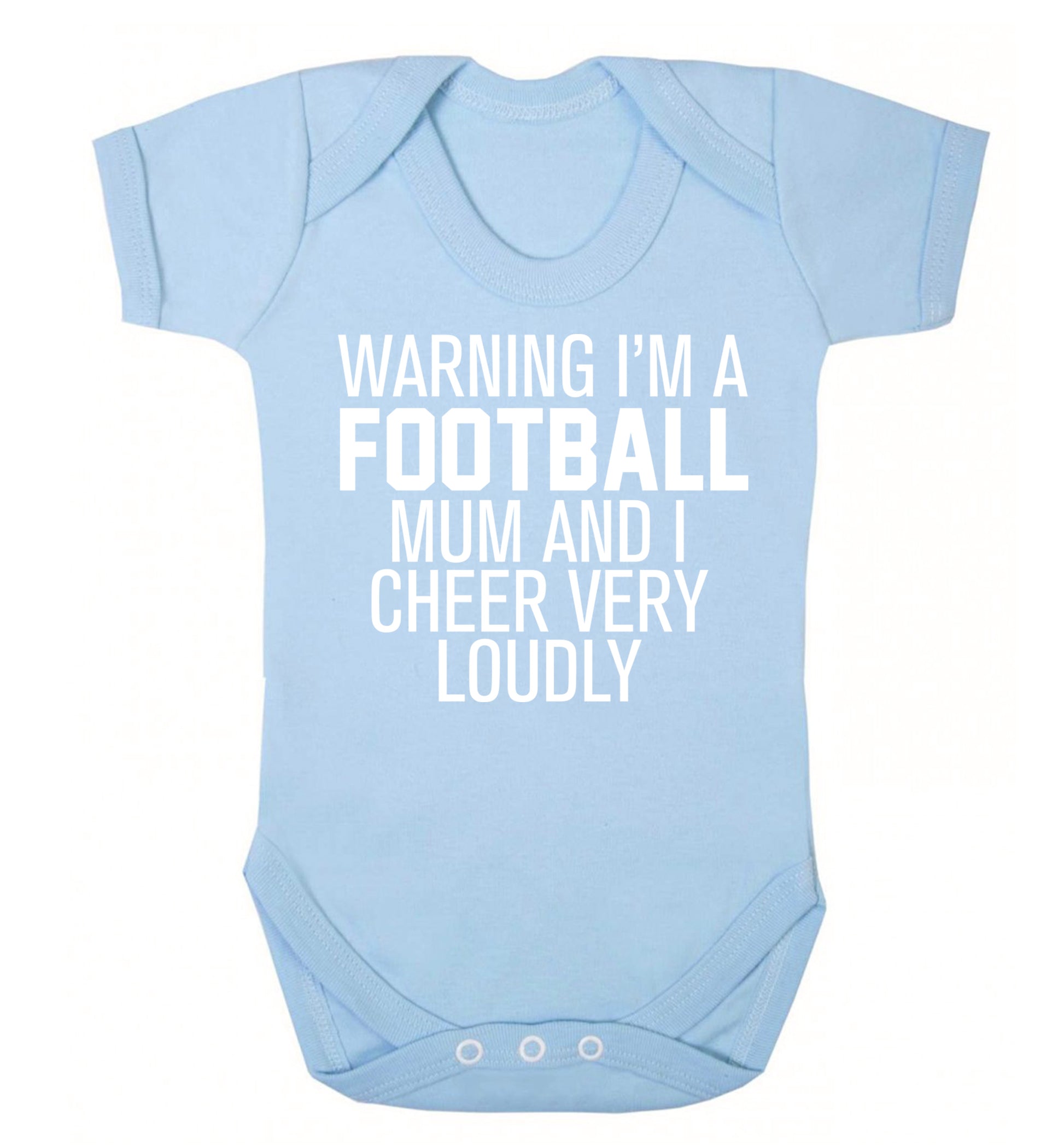 Warning I'm a football mum and I cheer very loudly Baby Vest pale blue 18-24 months