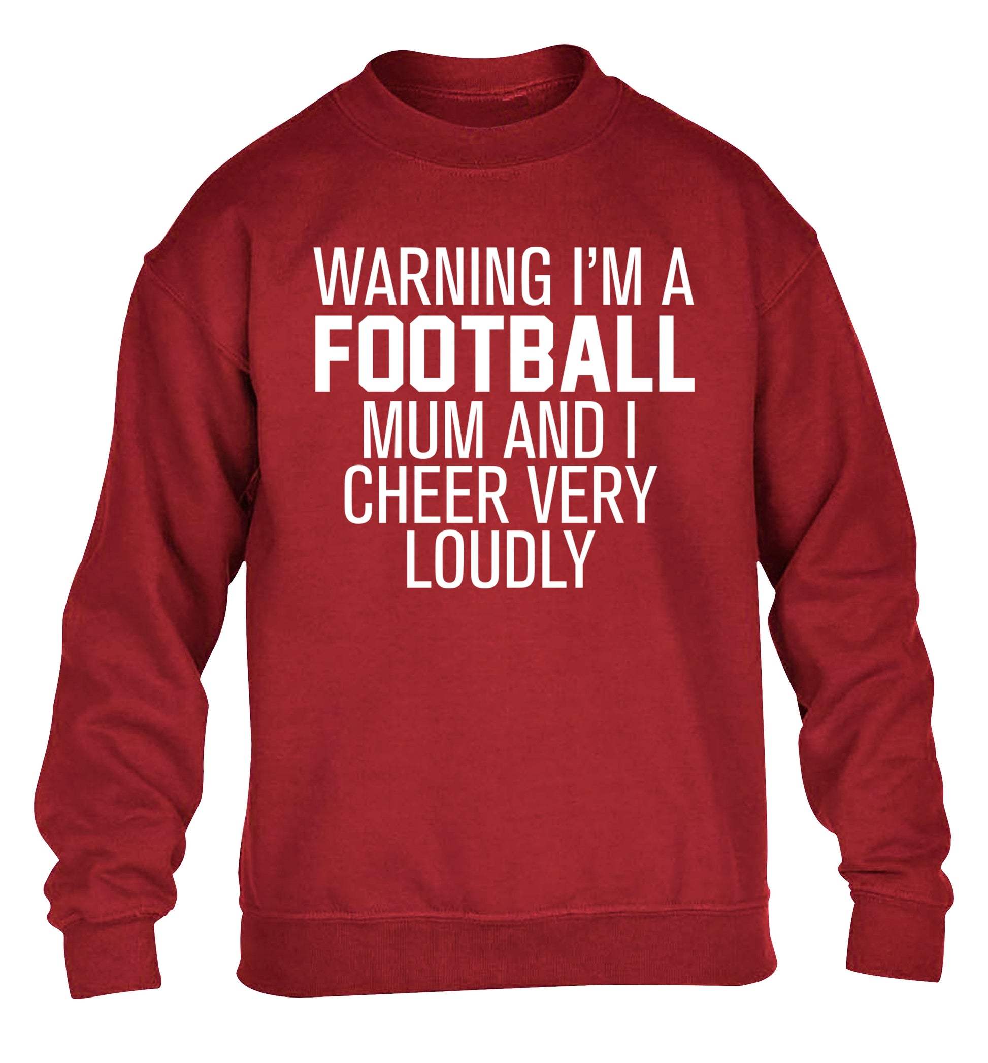 Warning I'm a football mum and I cheer very loudly children's grey sweater 12-14 Years