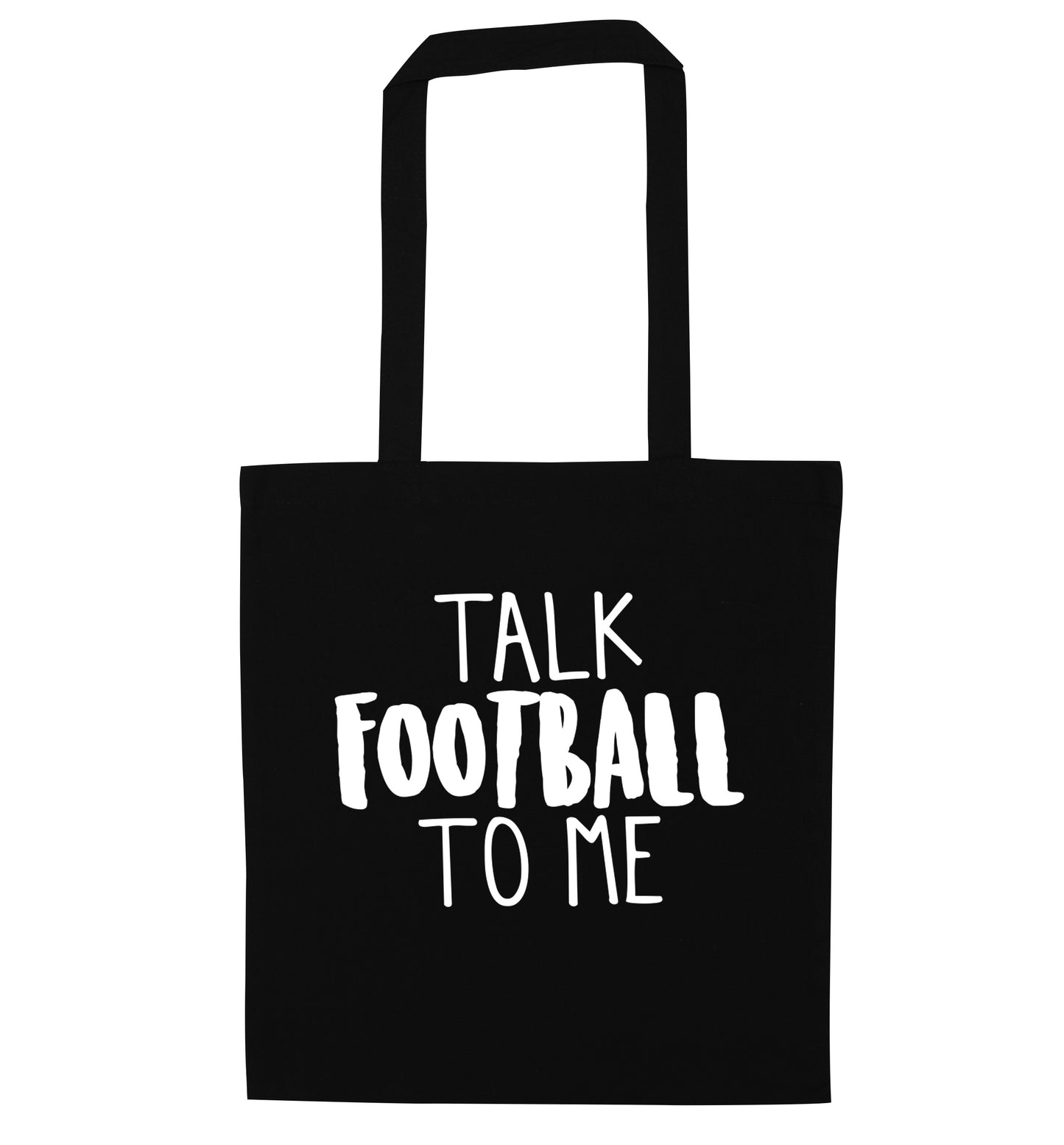 Talk football to me black tote bag