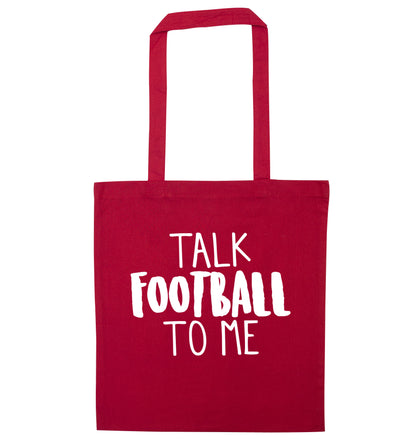 Talk football to me red tote bag