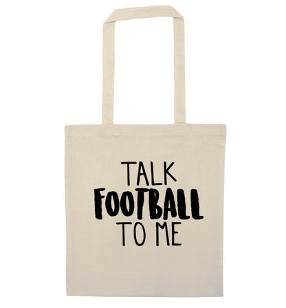 Talk football to me natural tote bag