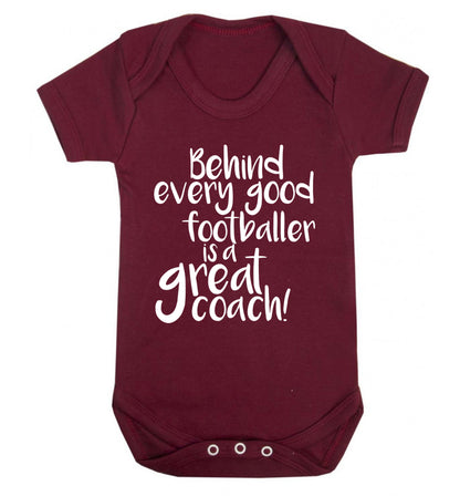 Behind every good footballer is a great coach! Baby Vest maroon 18-24 months