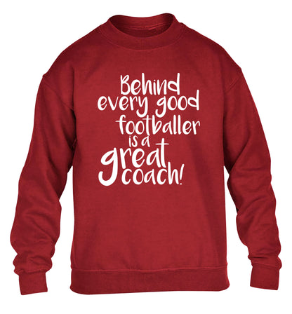 Behind every good footballer is a great coach! children's grey sweater 12-14 Years