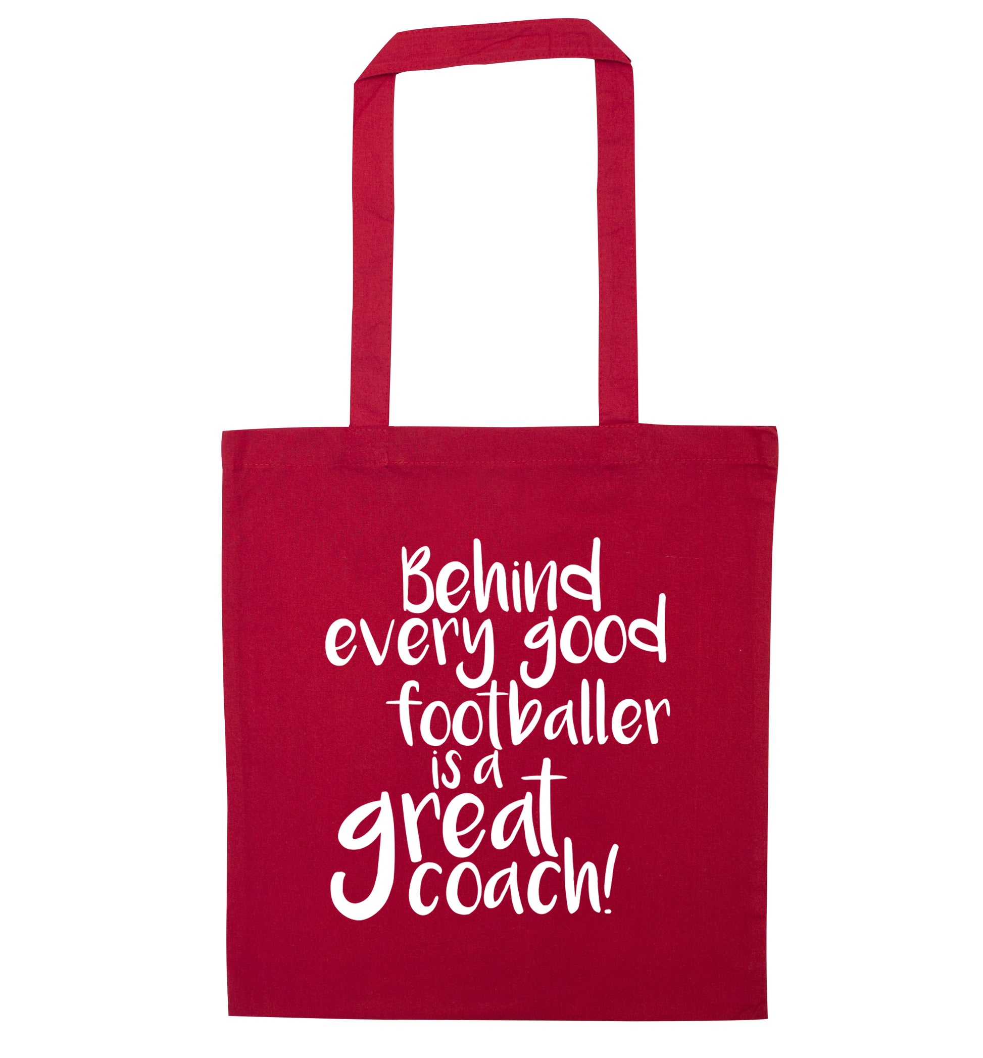 Behind every good footballer is a great coach! red tote bag