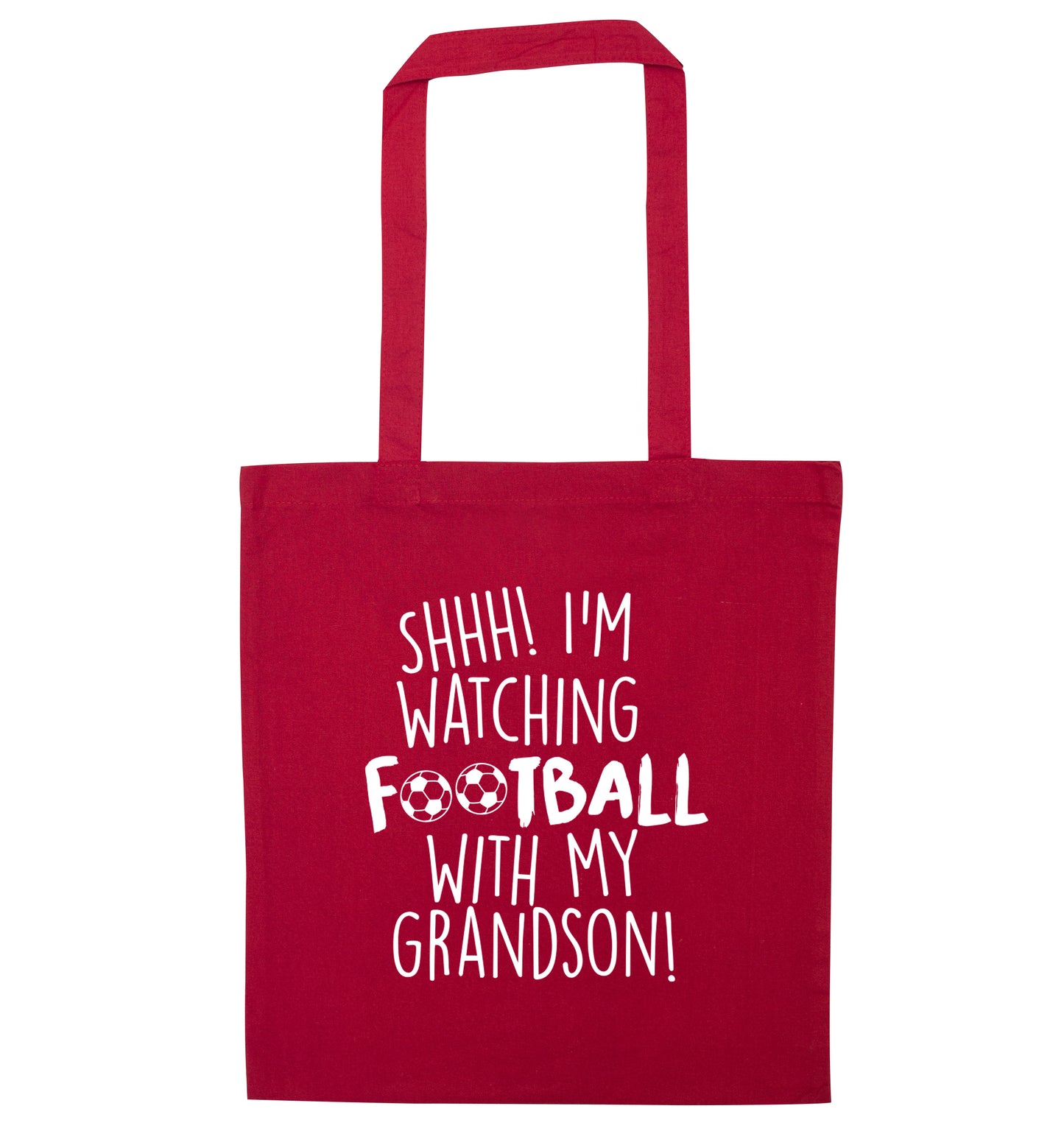 Shhh I'm watching football with my grandson red tote bag