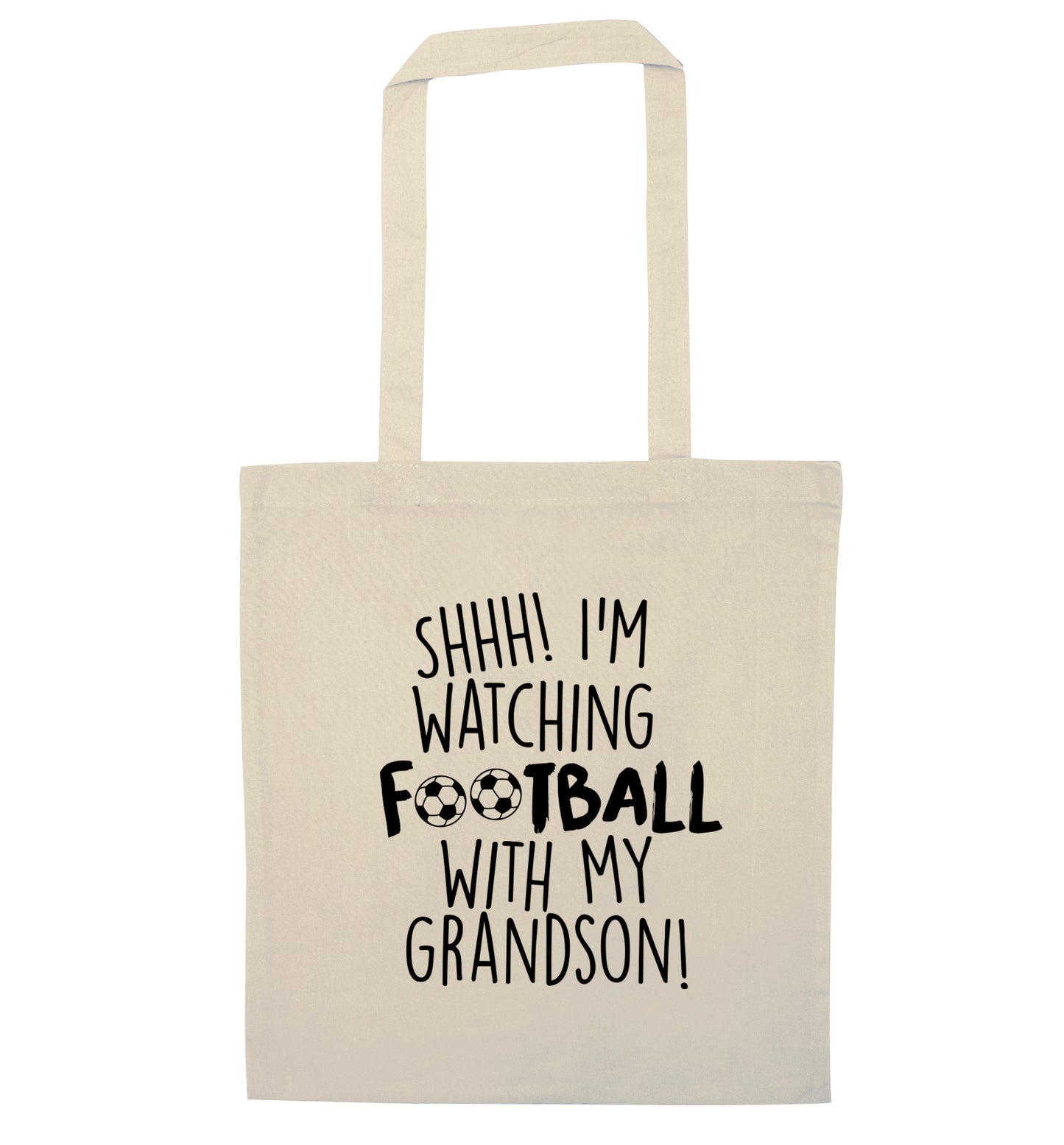 Shhh I'm watching football with my grandson natural tote bag