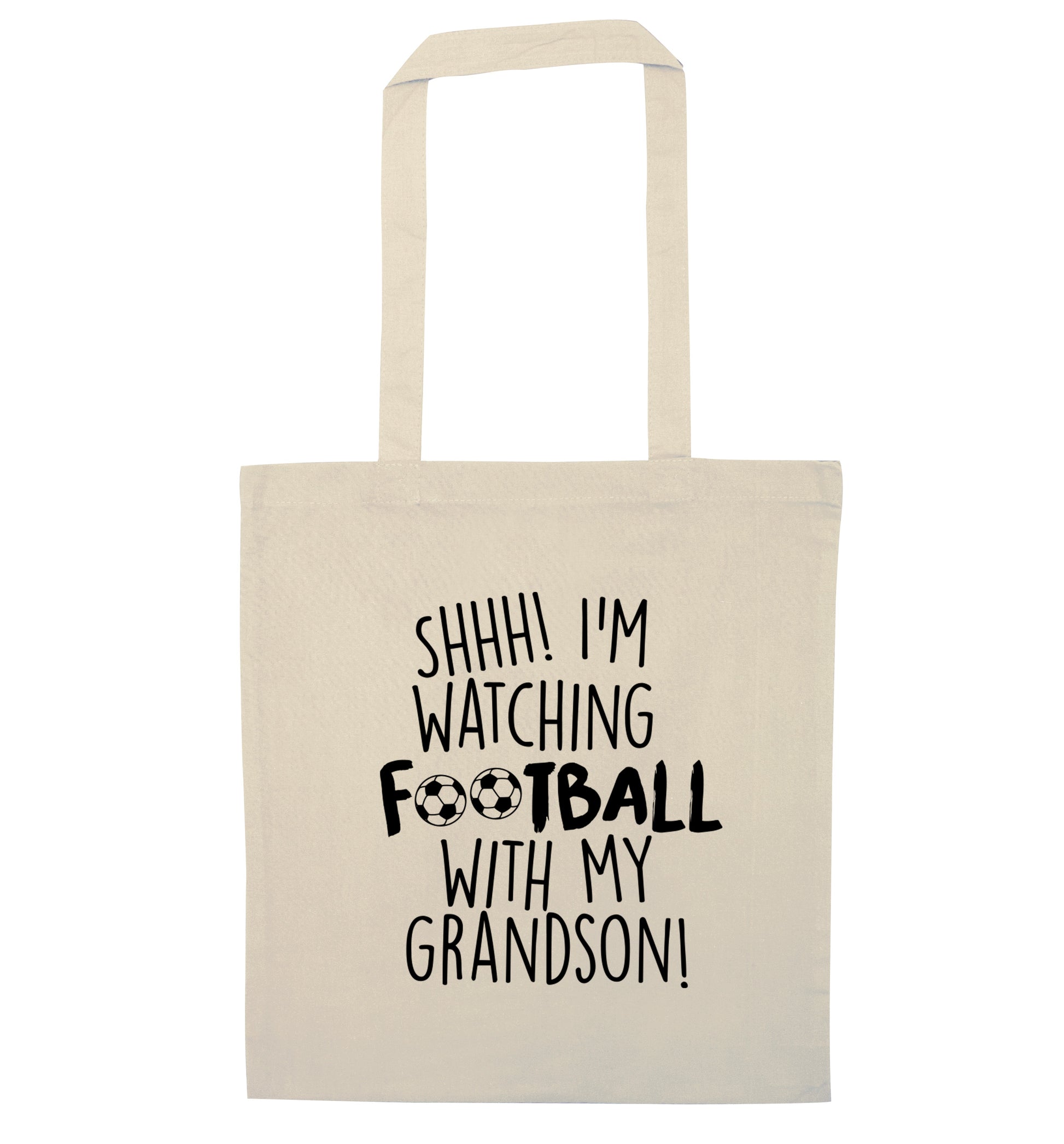 Shhh I'm watching football with my grandson natural tote bag