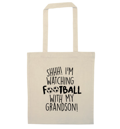Shhh I'm watching football with my grandson natural tote bag