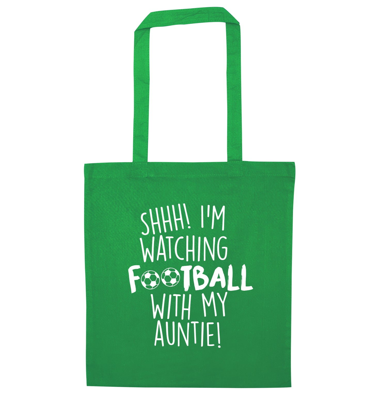 Shhh I'm watching football with my auntie green tote bag