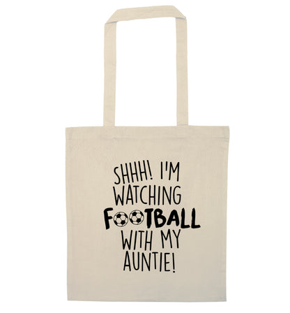 Shhh I'm watching football with my auntie natural tote bag