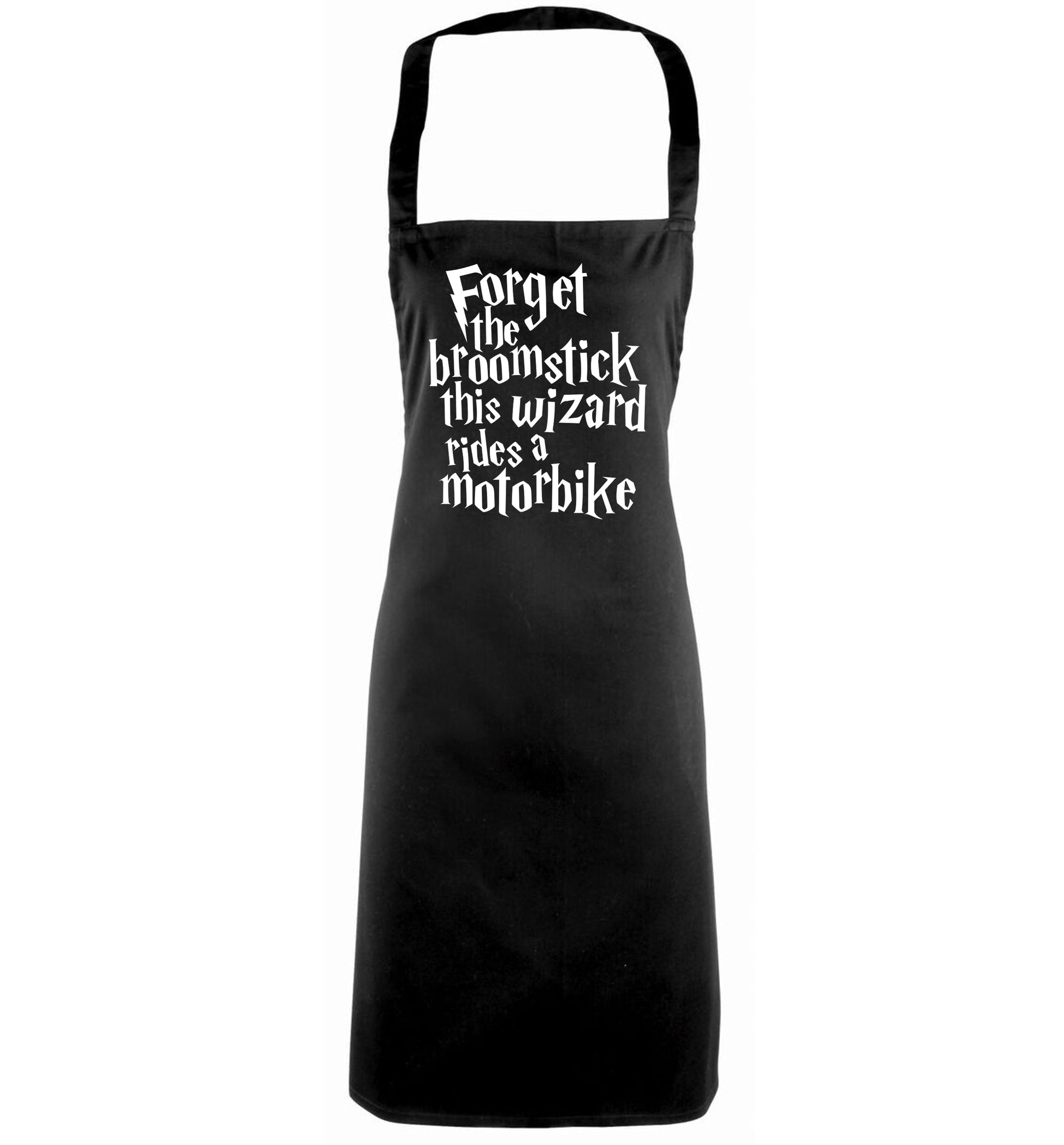 Forget the broomstick this wizard rides a motorbike black apron