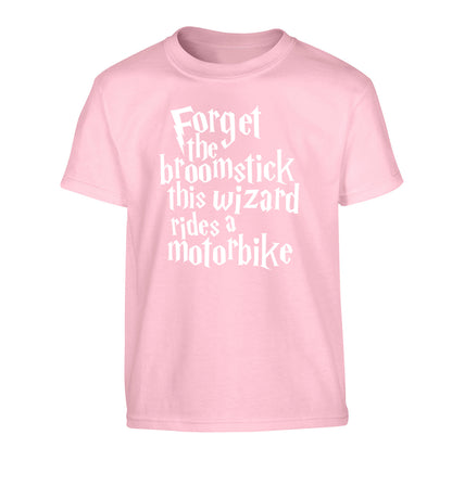 Forget the broomstick this wizard rides a motorbike Children's light pink Tshirt 12-14 Years