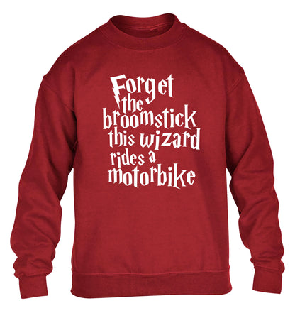 Forget the broomstick this wizard rides a motorbike children's grey sweater 12-14 Years