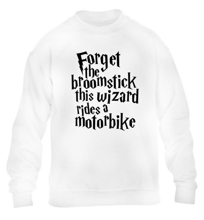 Forget the broomstick this wizard rides a motorbike children's white sweater 12-14 Years