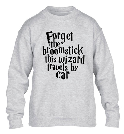 Forget the broomstick this wizard travels by car children's grey sweater 12-14 Years
