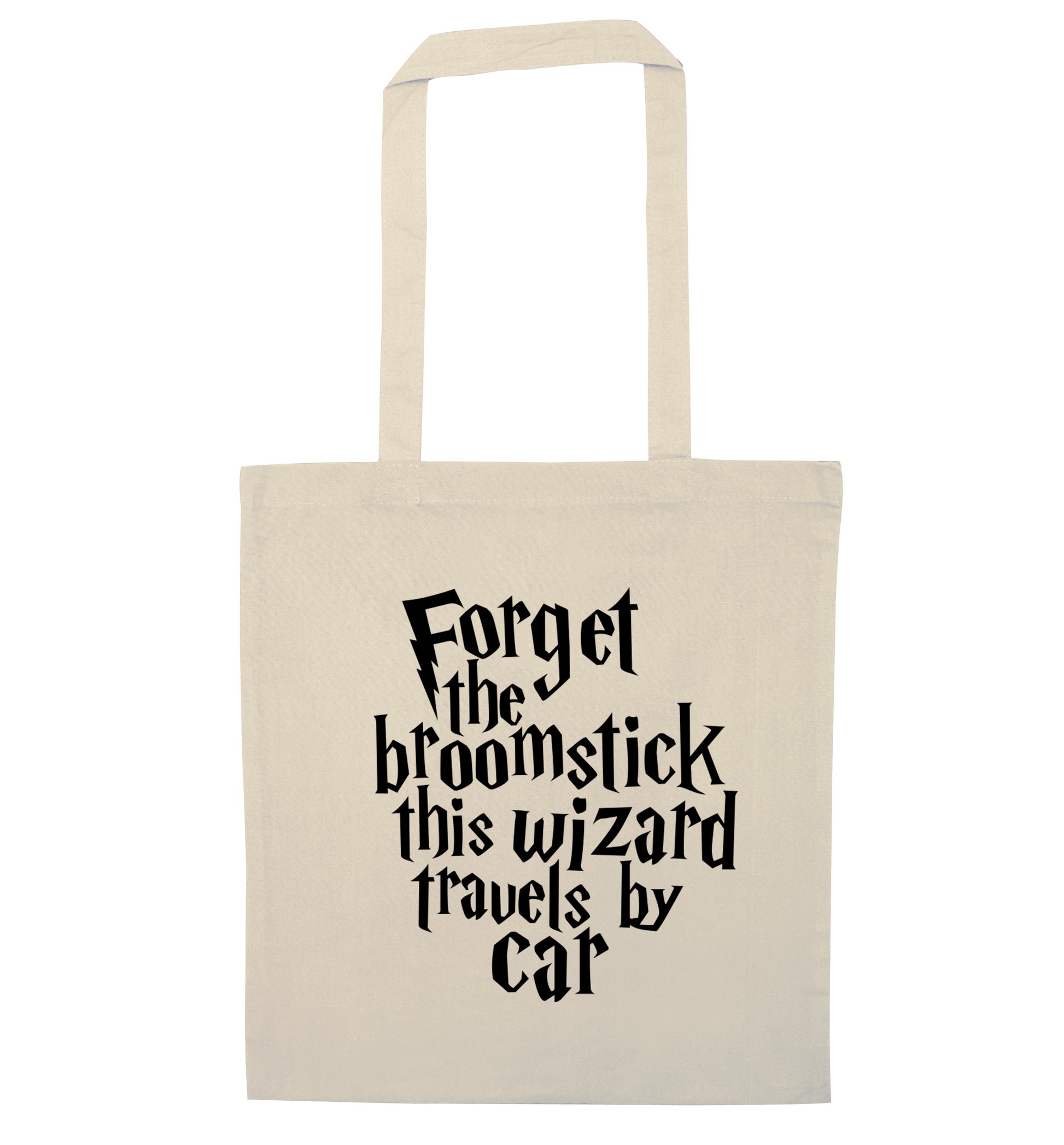 Forget the broomstick this wizard travels by car natural tote bag