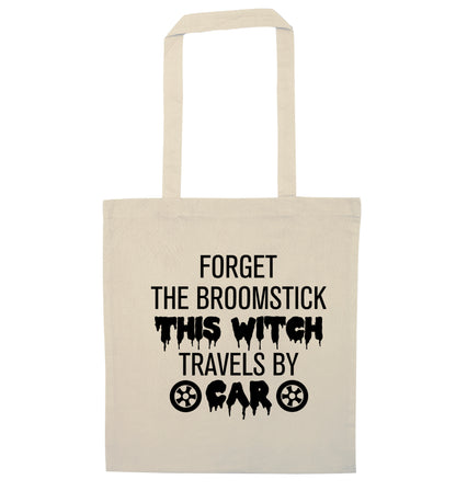 Forget the broomstick this witch travels by car natural tote bag
