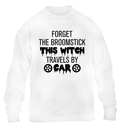 Forget the broomstick this witch travels by car children's white sweater 12-14 Years