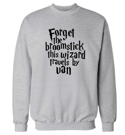 Forget the broomstick this wizard travels by van Adult's unisexgrey Sweater 2XL