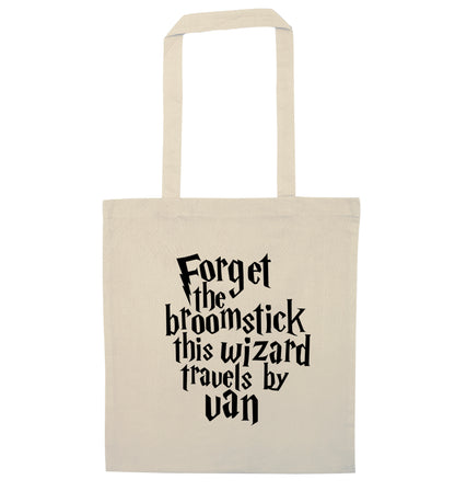 Forget the broomstick this wizard travels by van natural tote bag
