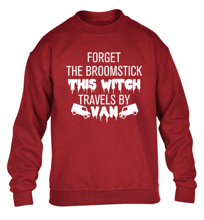 Forget the broomstick this witch travels by van children's grey sweater 12-14 Years