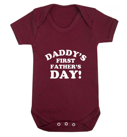 Daddy's first father's day baby vest maroon 18-24 months