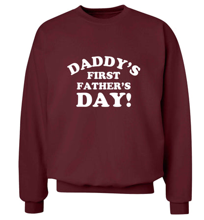 Daddy's first father's day adult's unisex maroon sweater 2XL