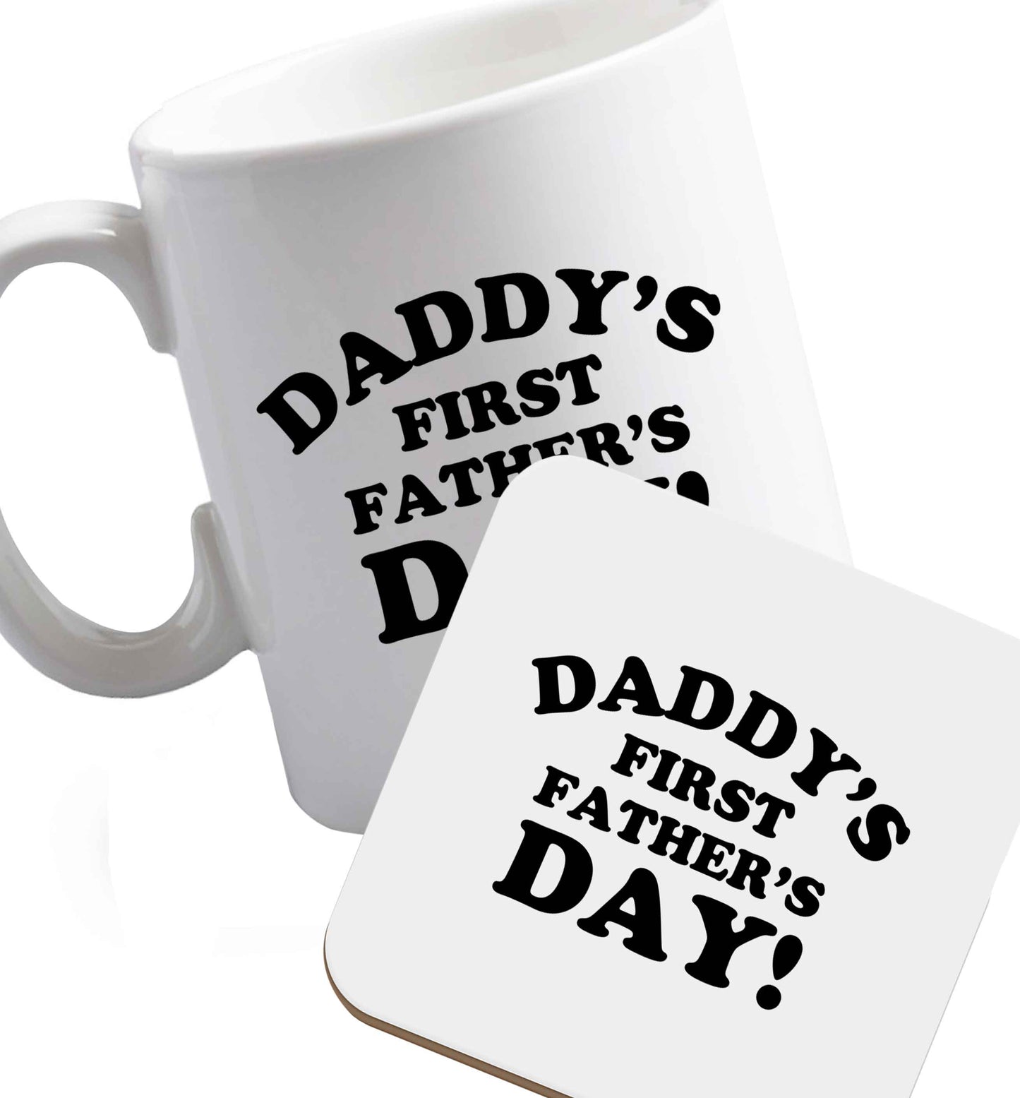 10 oz Favourite Type Pan Pancake ceramic mug and coaster set right handed