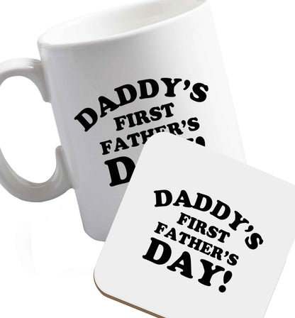 10 oz Favourite Type Pan Pancake ceramic mug and coaster set right handed