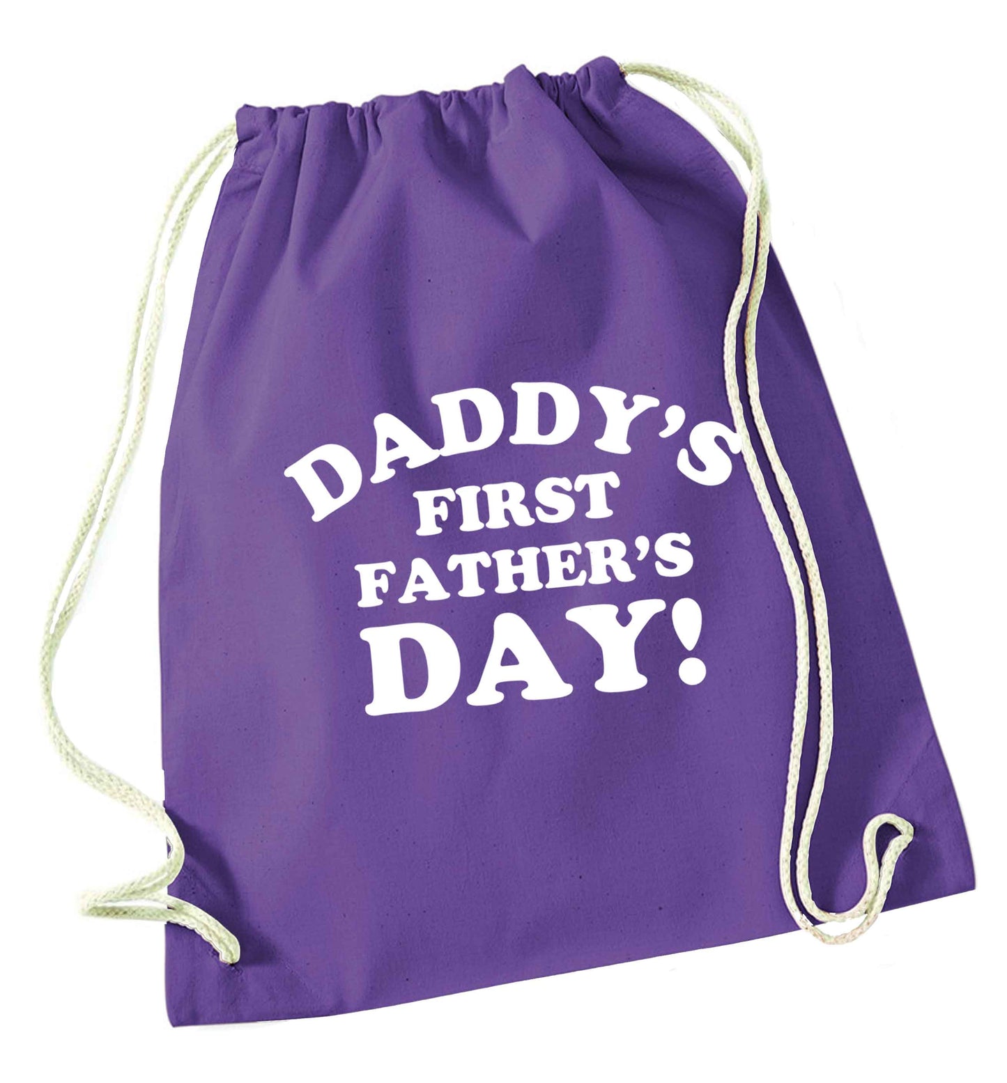Daddy's first father's day purple drawstring bag
