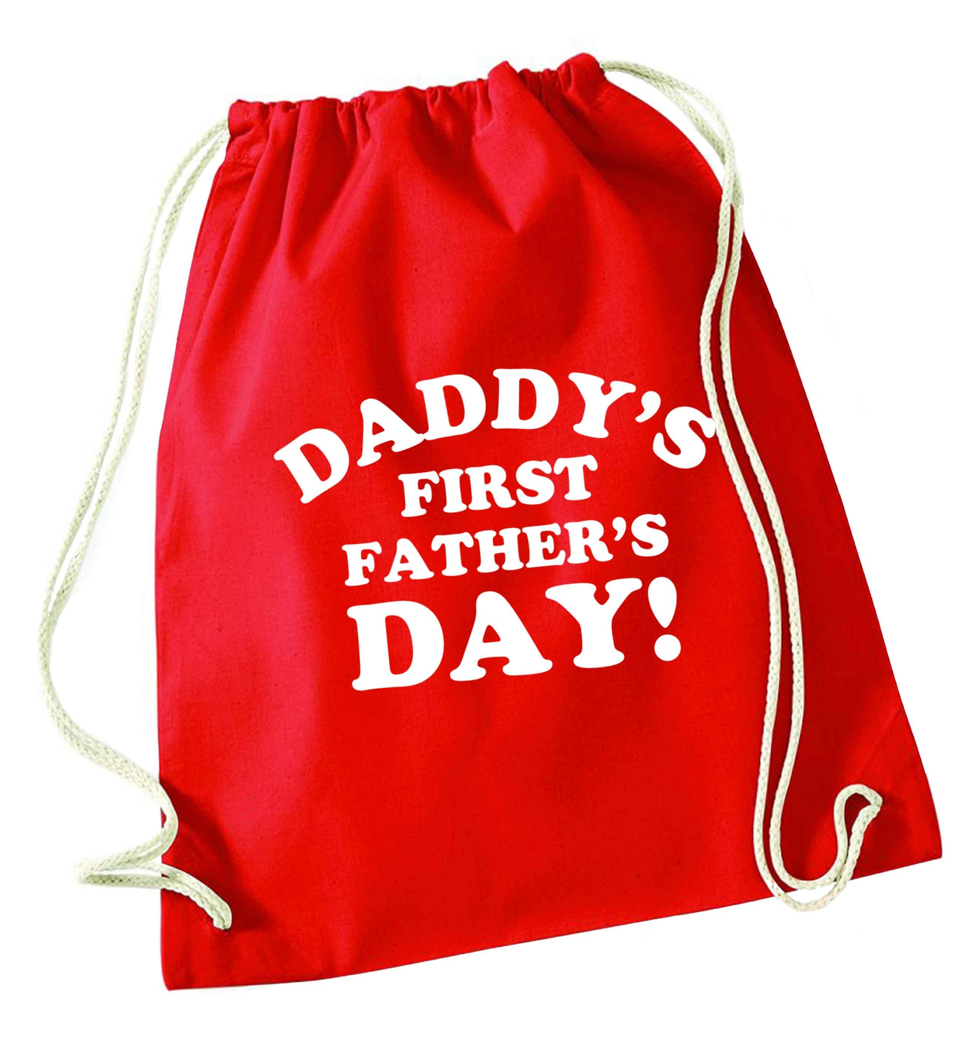 Daddy's first father's day red drawstring bag 