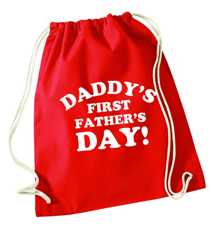 Daddy's first father's day red drawstring bag 
