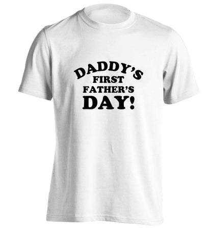 Daddy's first father's day adults unisex white Tshirt 2XL